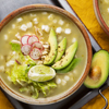 Free photo top view on appetizing pozole bowl